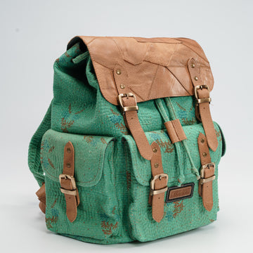 Mint Kantha Throw Backpack