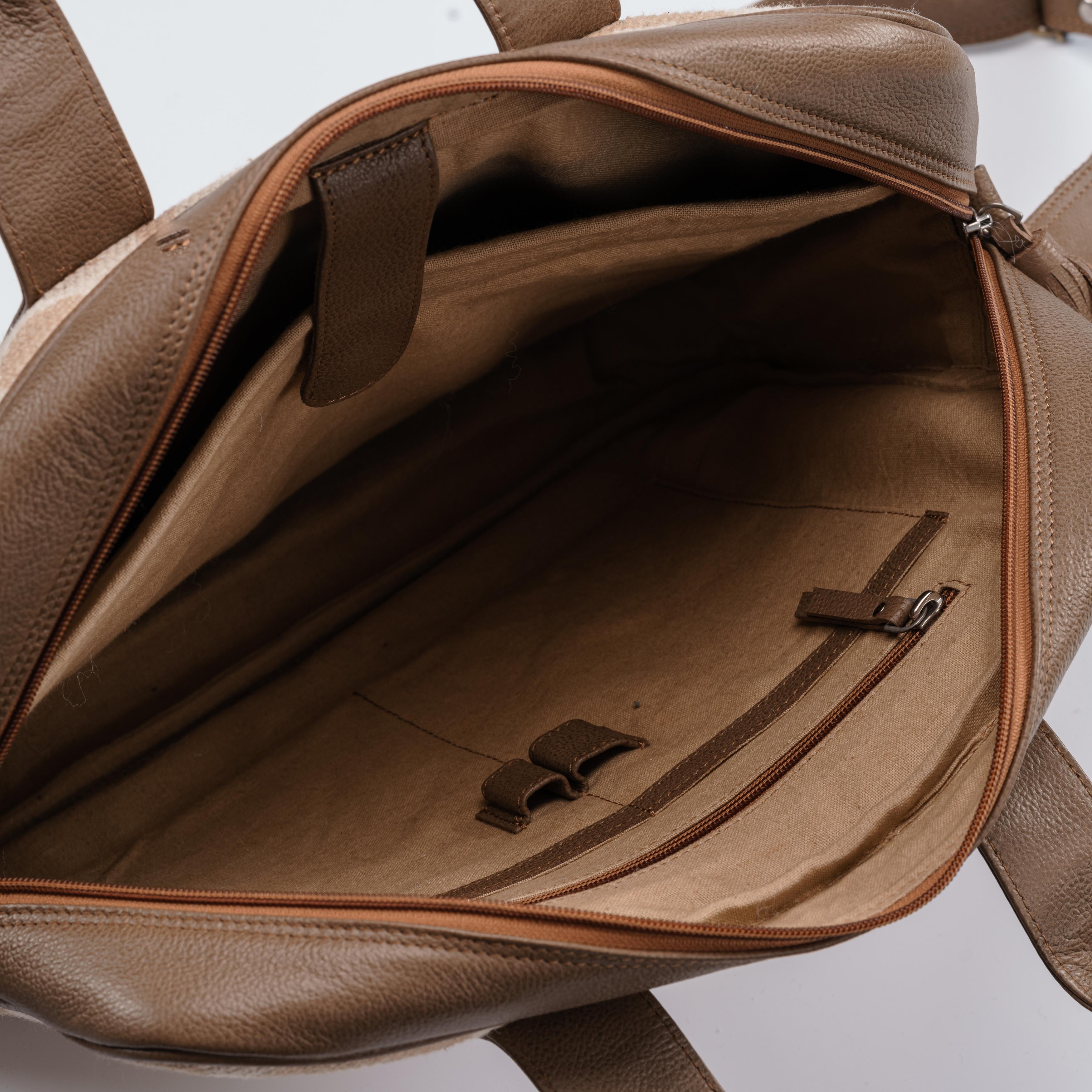 Canvas and leather laptop on sale bag