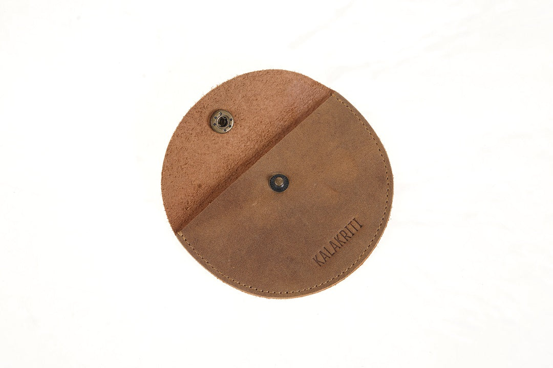 Round Leather Coin Bag