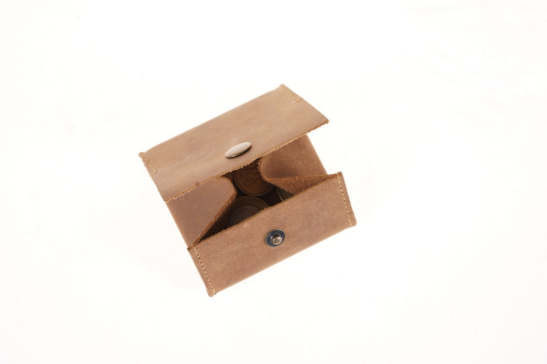 Square Leather Coin Bag