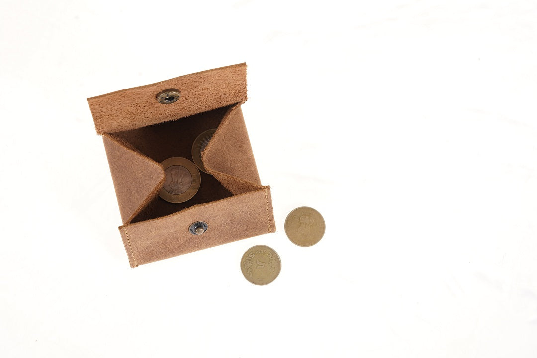 Square Leather Coin Bag