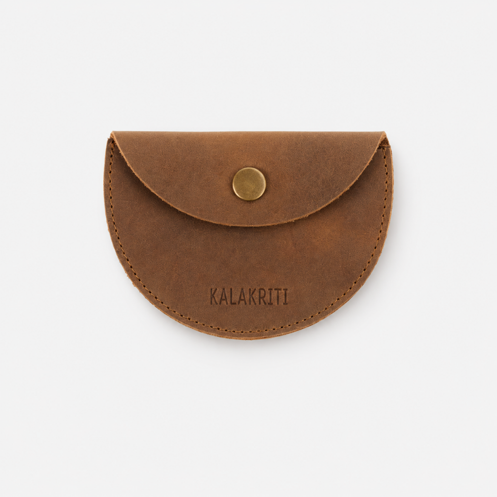 Round Leather Coin Bag