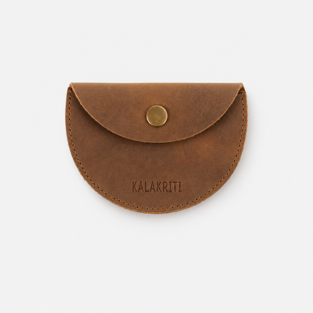 Round Leather Coin Bag