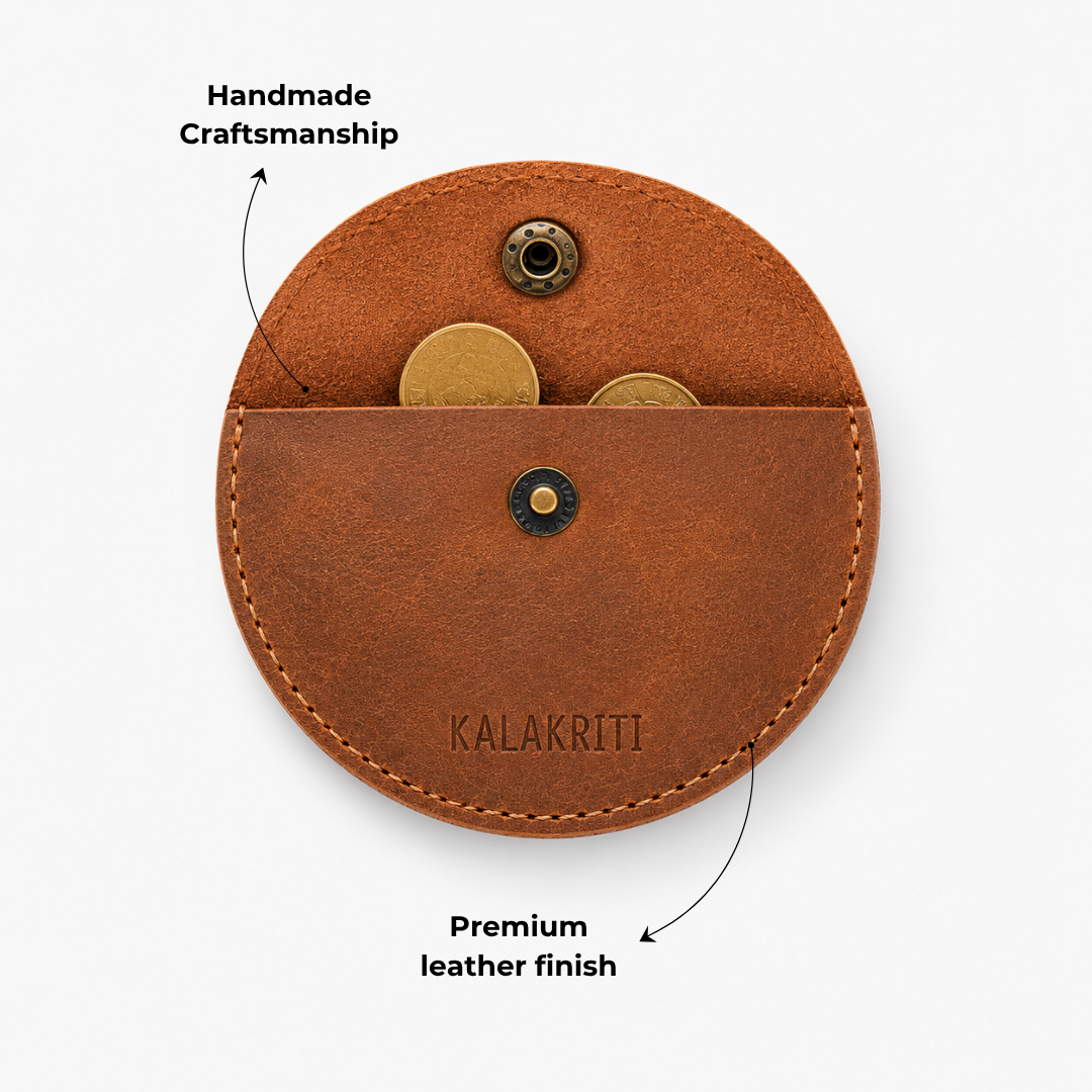 Round Leather Coin Bag