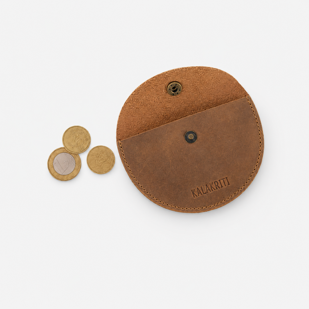 Round Leather Coin Bag