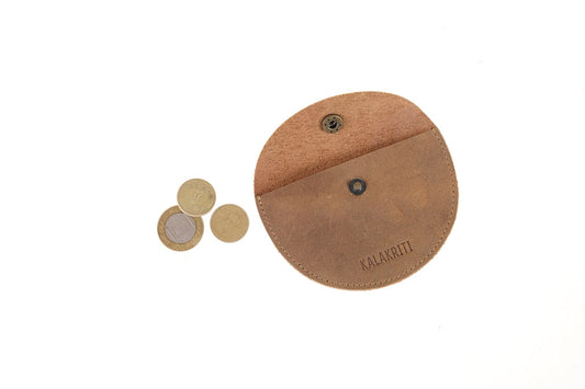 Round Leather Coin Bag