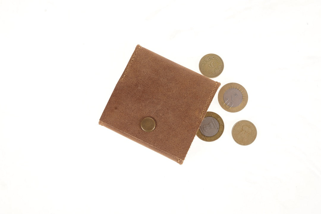 Square Leather Coin Bag